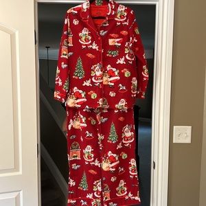 Nick & Nora Vintage Inspired Old Fashion Santa 2 Piece Sleepwear